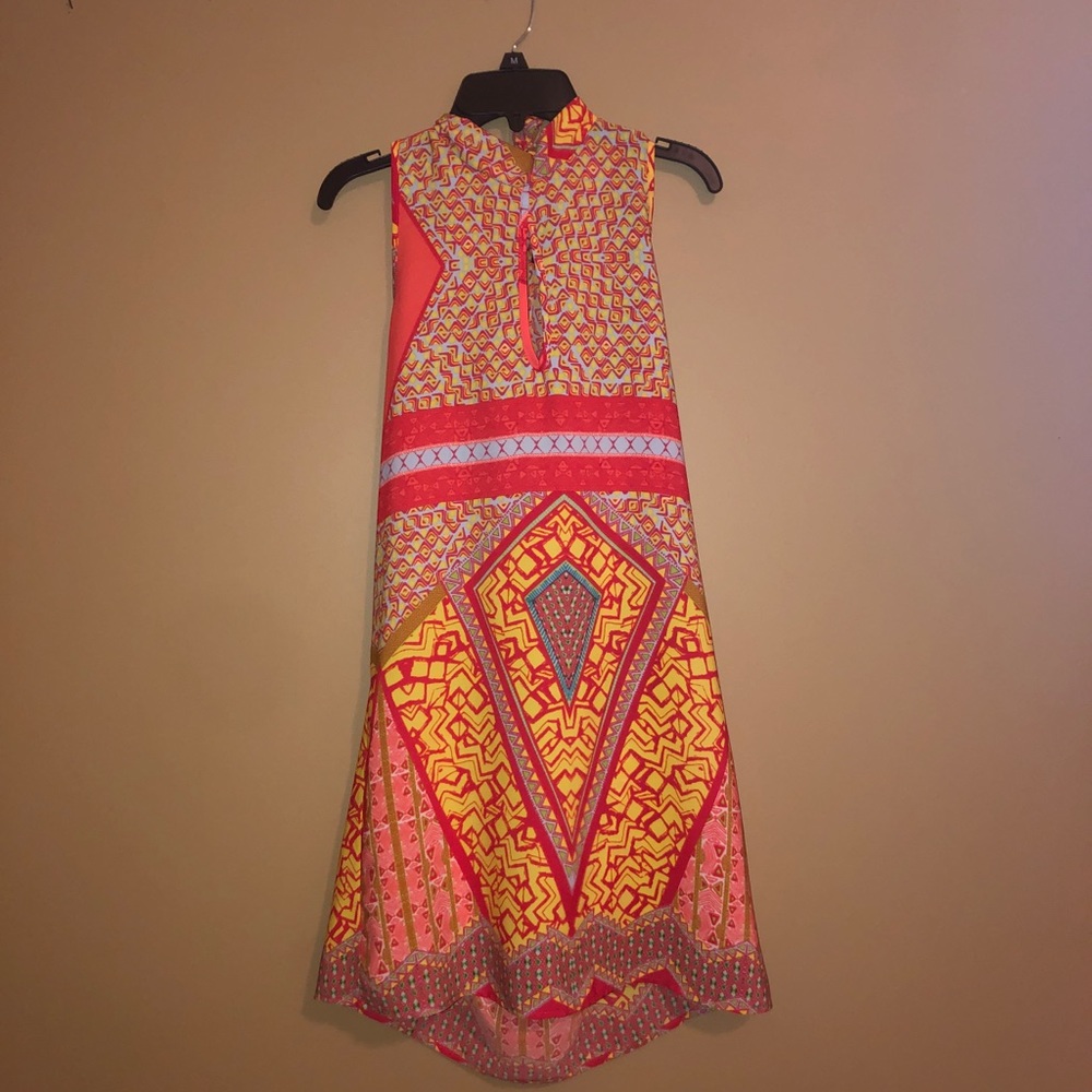 colorful turtle neck backless dress